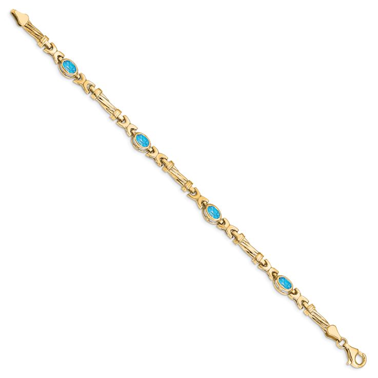 10k Yellow Gold Blue Topaz 4 Stone Bracelet