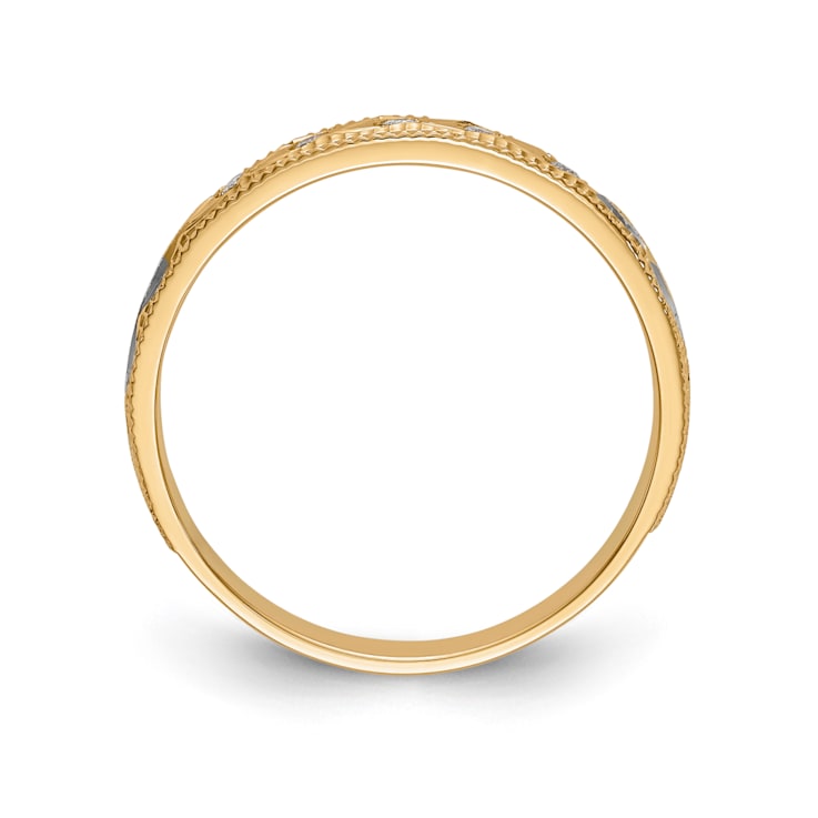 14K Yellow Gold AA Quality Ladies Wedding Band 0.05ctw