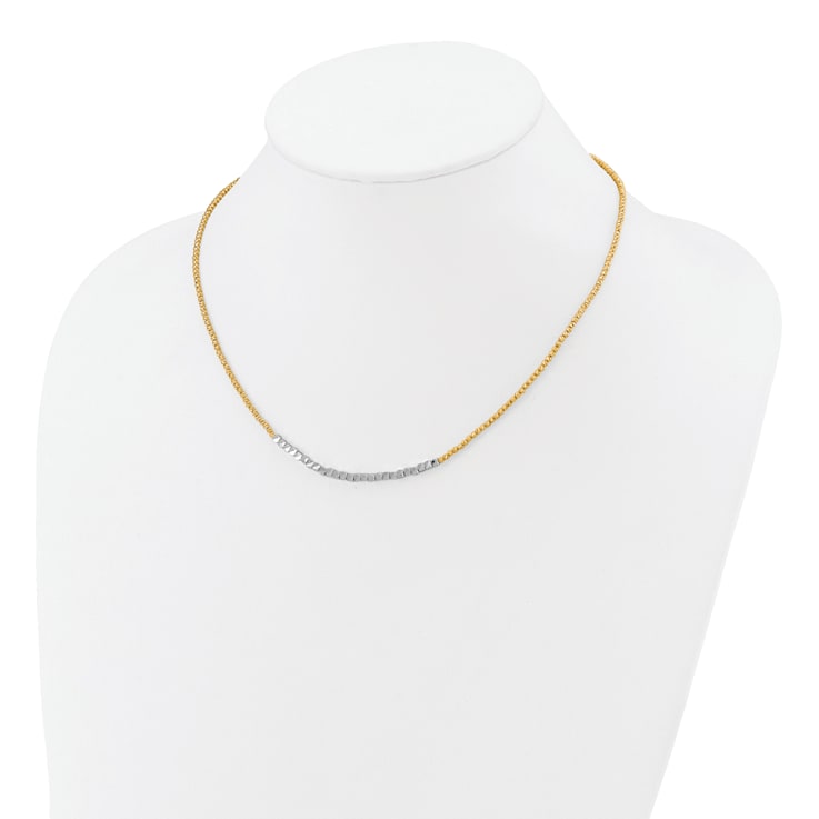 14K Two-tone Diamond-cut Beaded 18-inch Necklace