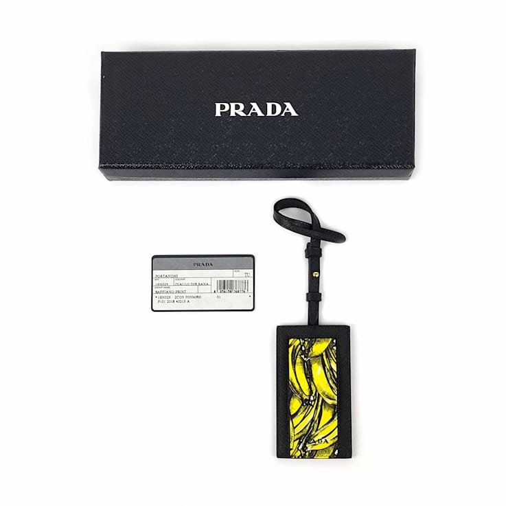 Prada Banana Saffiano Leather Name Tag Keychain Iconic Prada 11K1SA
