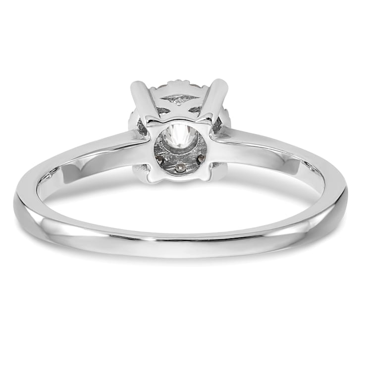 Rhodium Over 14K White Gold Lab Grown Diamond Cluster Engagement Ring 0.235ctw