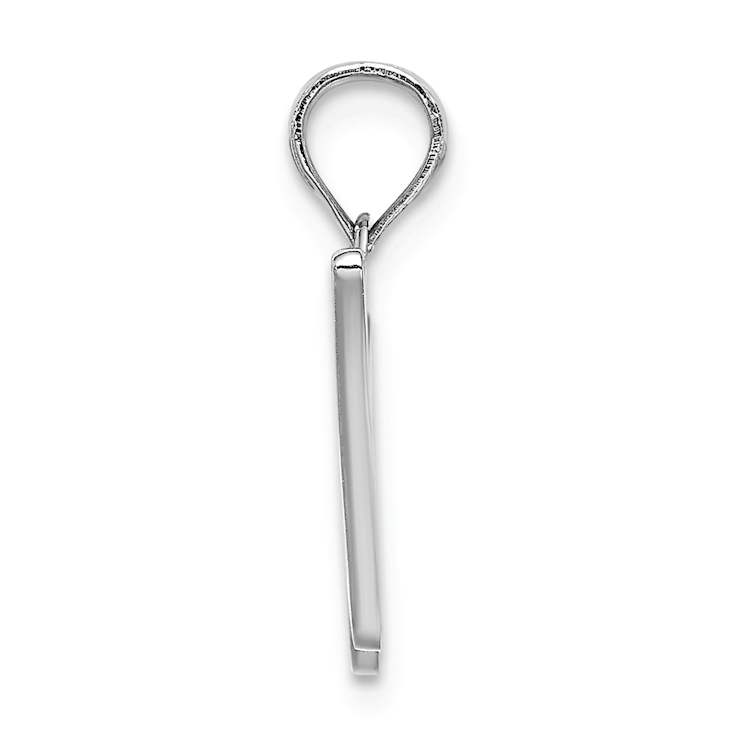 Rhodium Over 14k White Gold Polished Script Letter W Initial Pendant