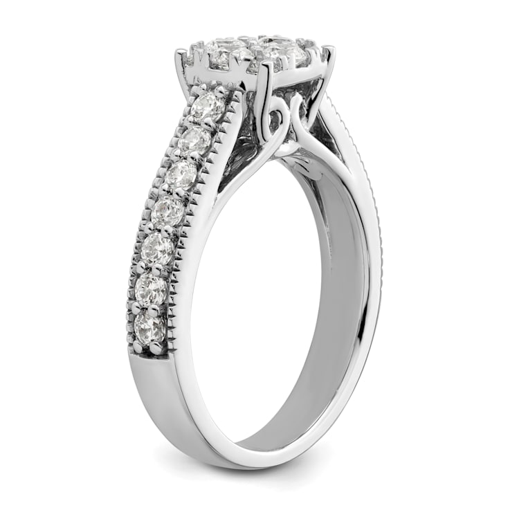Rhodium Over 14K White Gold Lab Grown Diamond VS/SI GH, Cluster Ring 0.991ctw