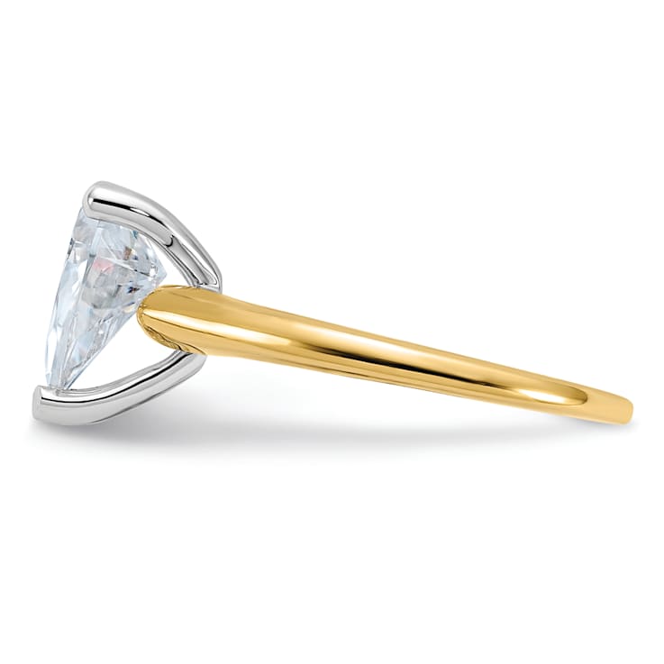 14K Yellow Gold With White Gold Accents 2 ct. G H I True Light Pear
Moissanite Solitaire Ring