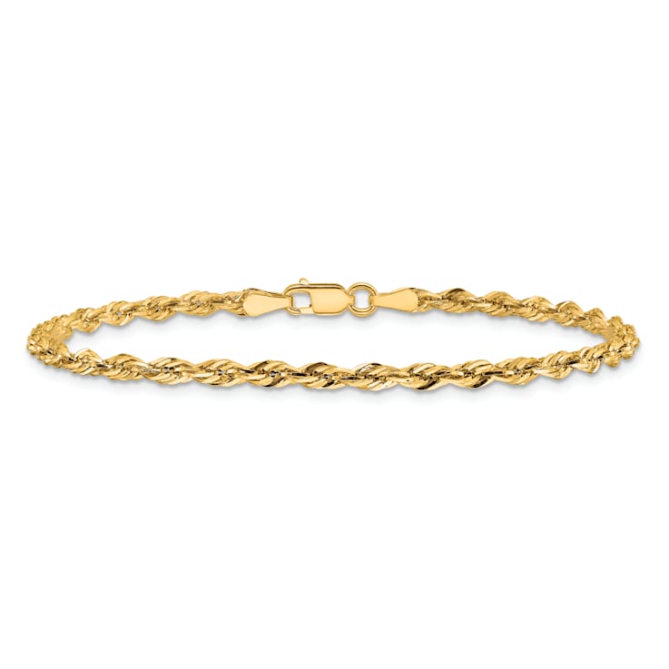 14k Yellow Gold 2.8mm Rope Link Bracelet, 8 Inches