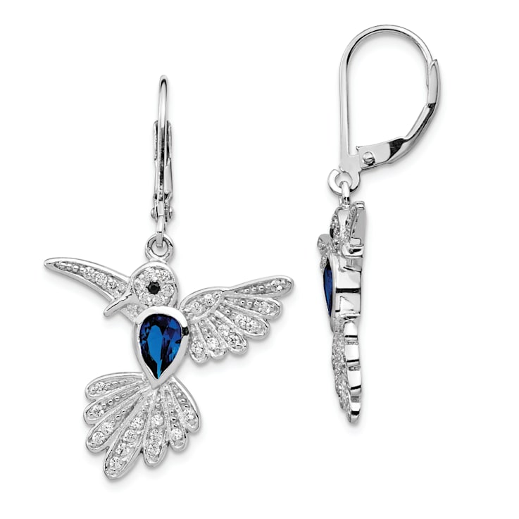 Rhodium Over Sterling Silver Lab Created Spinel and Cubic Zirconia
Hummingbird Earrings