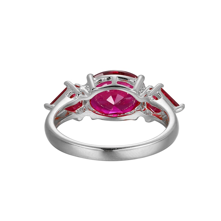Lab Created Ruby Platinum Over Sterling Silver July Birthstone Ring 3.47ctw