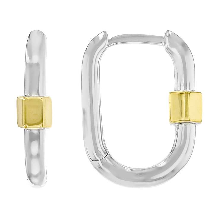 Two-Tone Paperclip Hoop Earrings In 18K Gold Over Sterling Silver