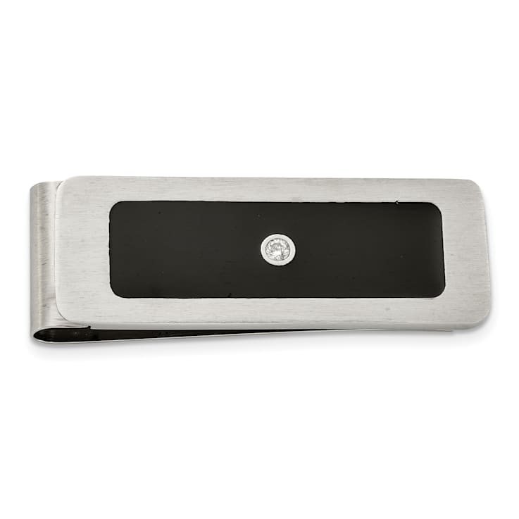White Cubic Zirconia And Black Enamel Stainless Steel Boxed Set