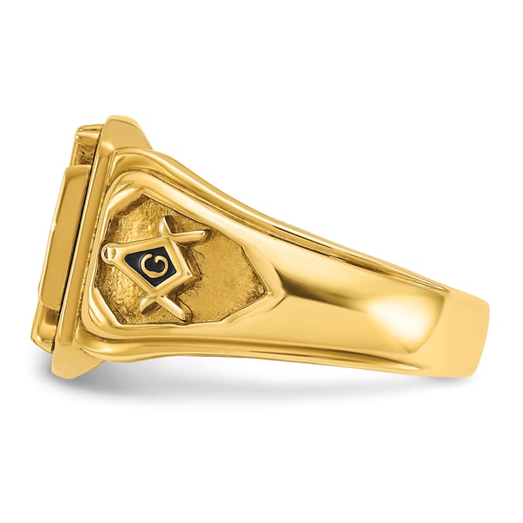 10K Yellow Gold Men's Textured with Enamel Knights Templar Masonic Ring