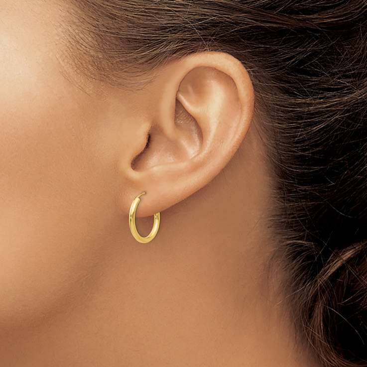 14k Yellow Gold Polished 11/16" Round Endless Hoop Earrings