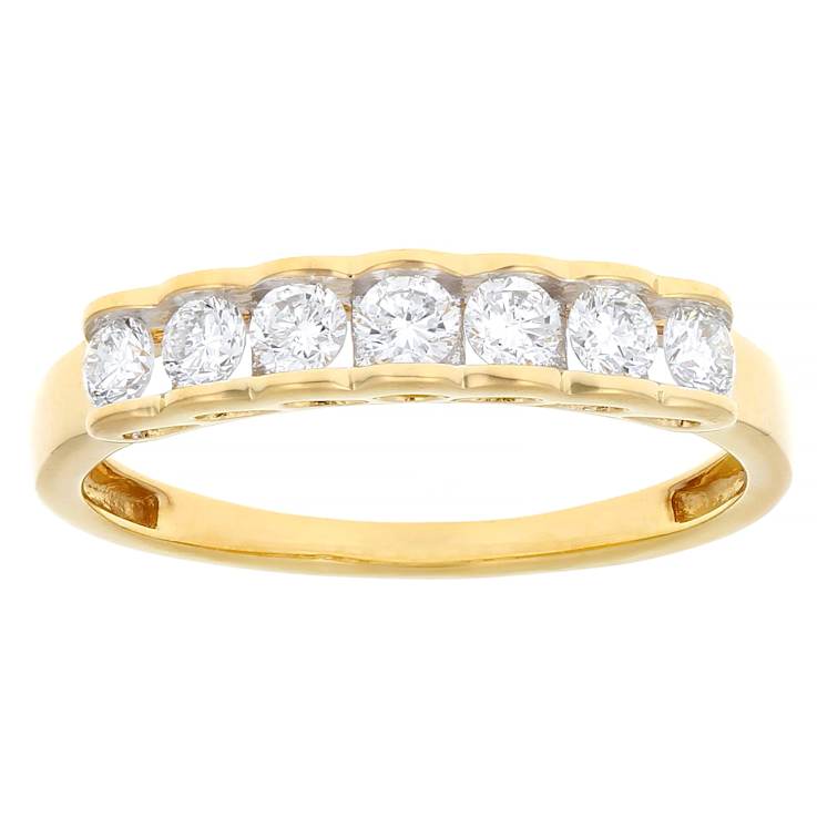 Lab-Grown Diamond Band Ring In 14K Yellow Gold Over Sterling Silver