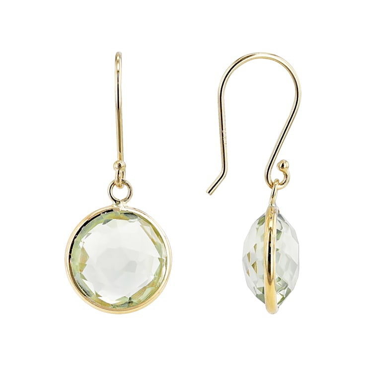Green Prasiolite 14k Yellow Gold Dangle Earrings 8.00ctw