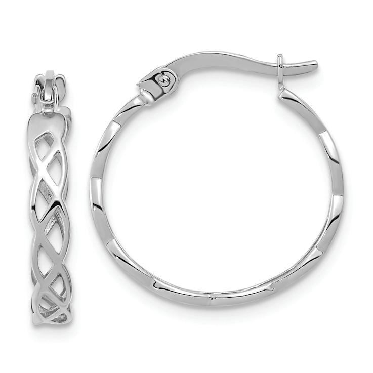 Rhodium Over 14k White Gold Polished 11/16" Intertwined Filigree
Hoop Earrings