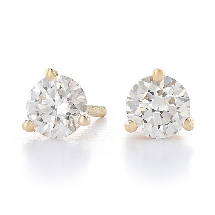 Certified White Lab-Grown Diamond H-I SI 14k Yellow Gold Martini Stud
Earrings 1.50ctw