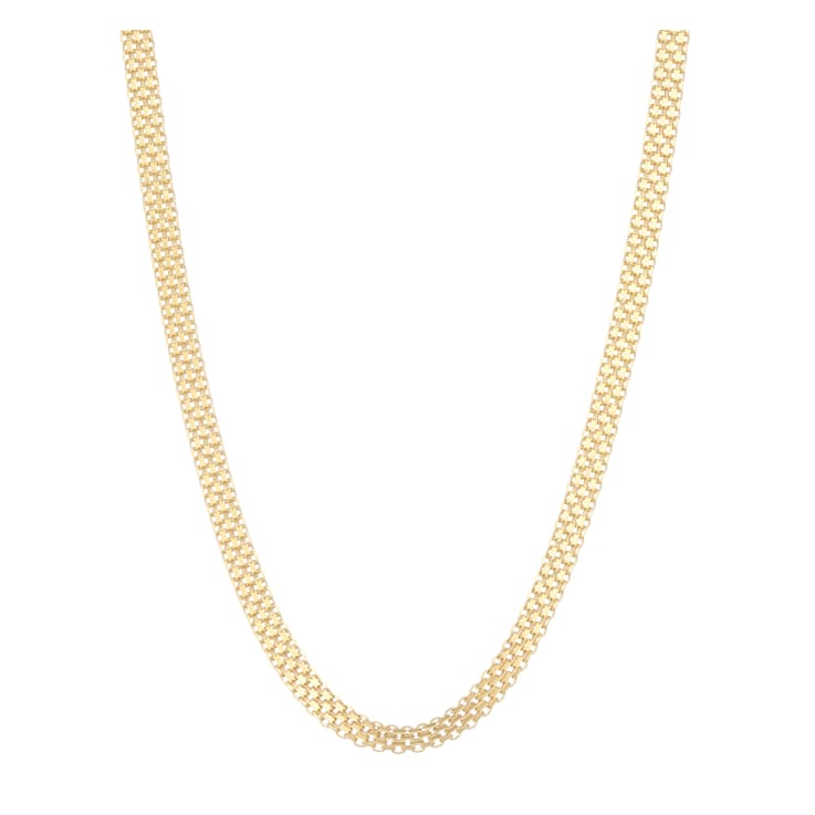 14K Yellow Gold Over Sterling Silver 6mm Bismark Chain Necklace
