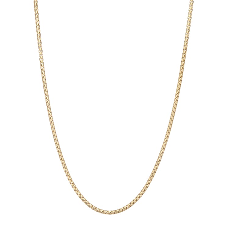 14K Yellow Gold Over Sterling Silver 2.65mm Box Chain Necklace