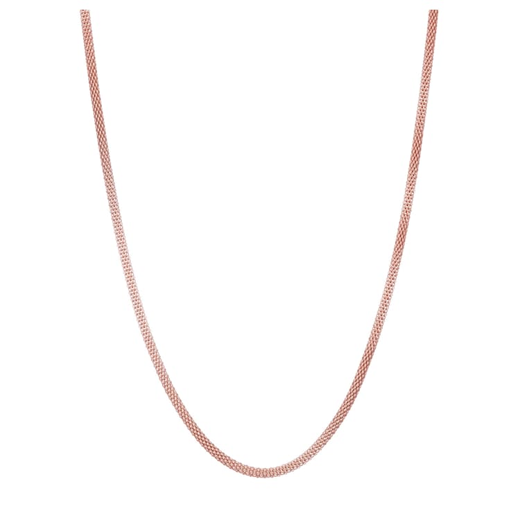 14K Rose Gold Over Sterling Silver 3mm Popcorn Chain Necklace