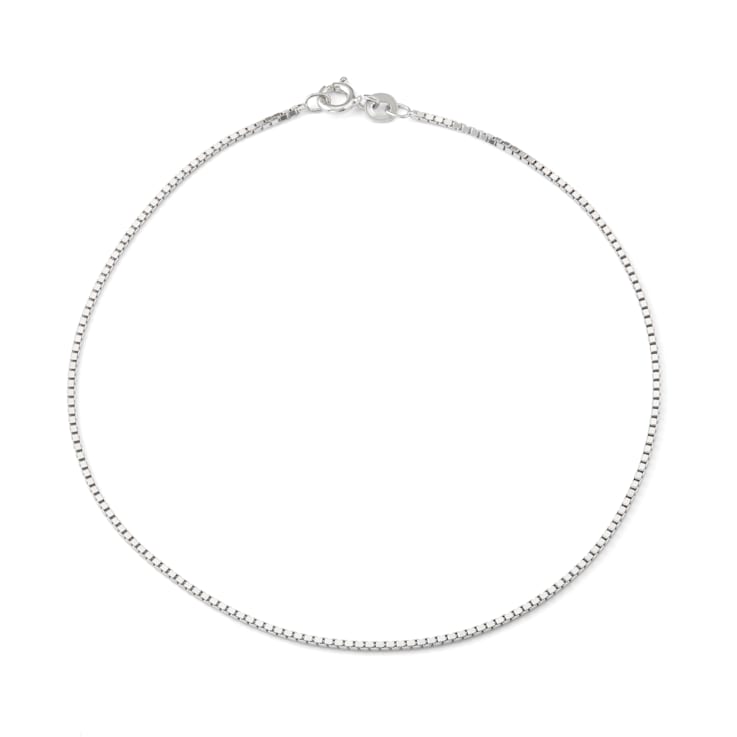 Sterling Silver 1.25mm Box Chain Anklet