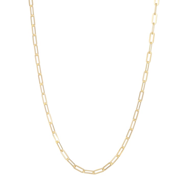 14K Yellow Gold Over Sterling Silver 4mm Paperclip Chain Necklace