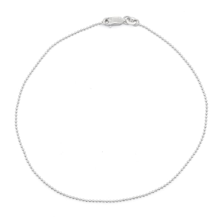 Sterling Silver 1.2mm Diamond-cut Ball Chain Anklet