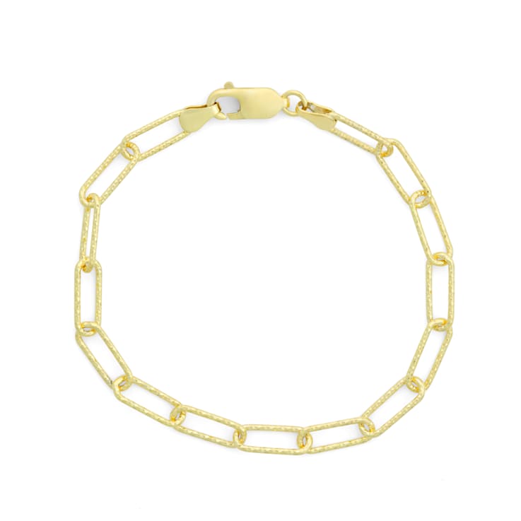 14K Yellow Gold Over Sterling Silver 5mm Paperclip Chain Bracelet