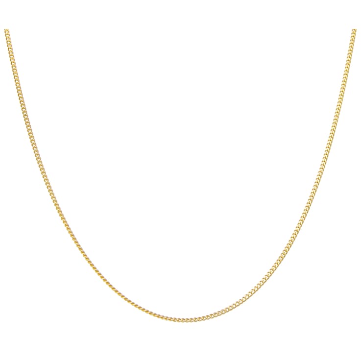 14K Yellow Gold Over Sterling Silver 2.05mm Thin Curb Chain Necklace