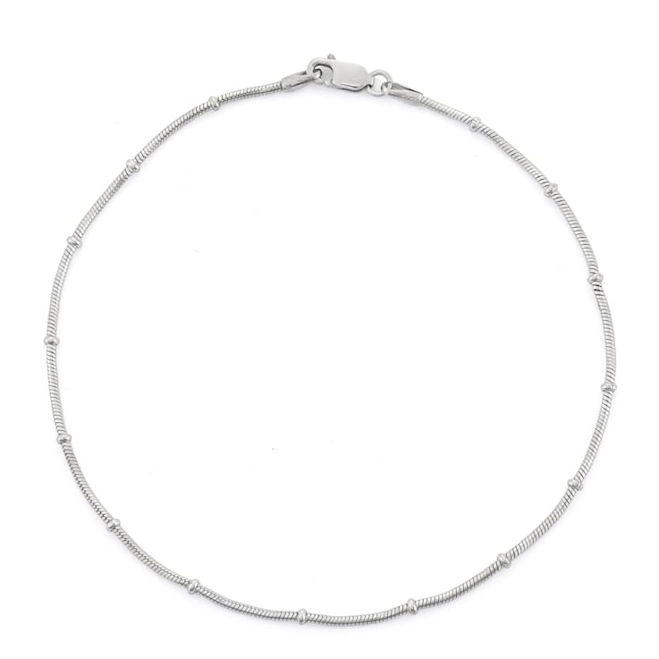 Sterling Silver 2.3mm Rosary Snake Chain Anklet
