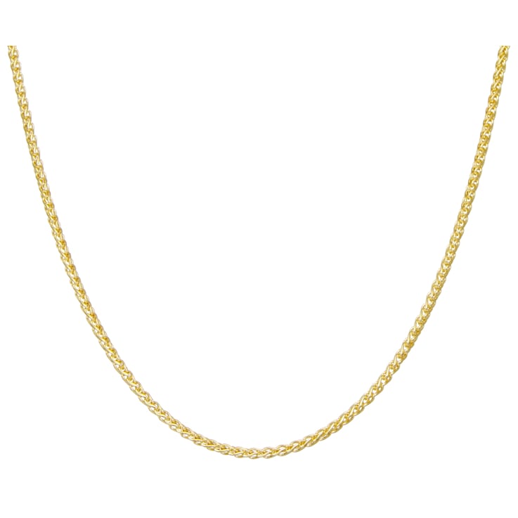 14K Yellow Gold Over Sterling Silver 3.2mm Wheat Chain Necklace