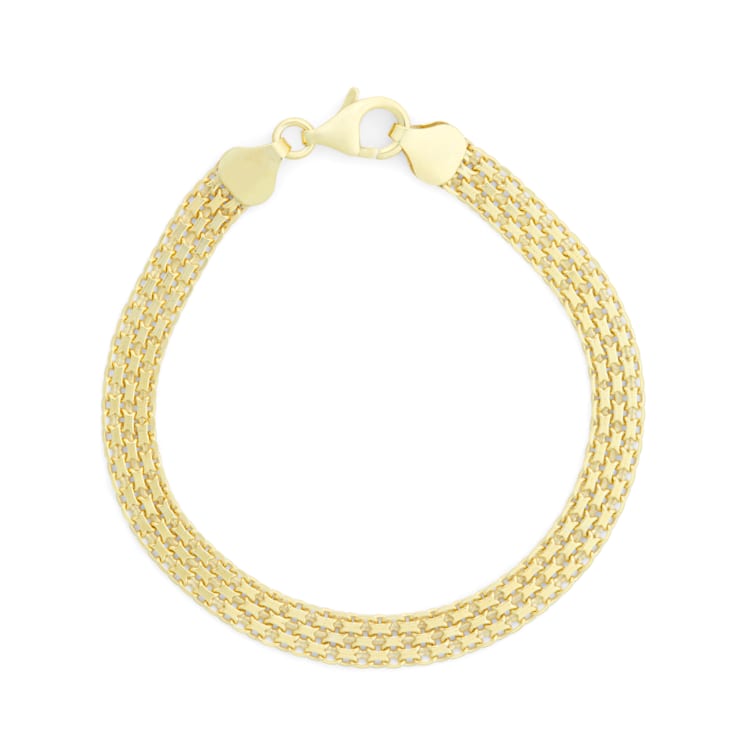 14K Yellow Gold Over Sterling Silver 6mm Bismark Chain Bracelet