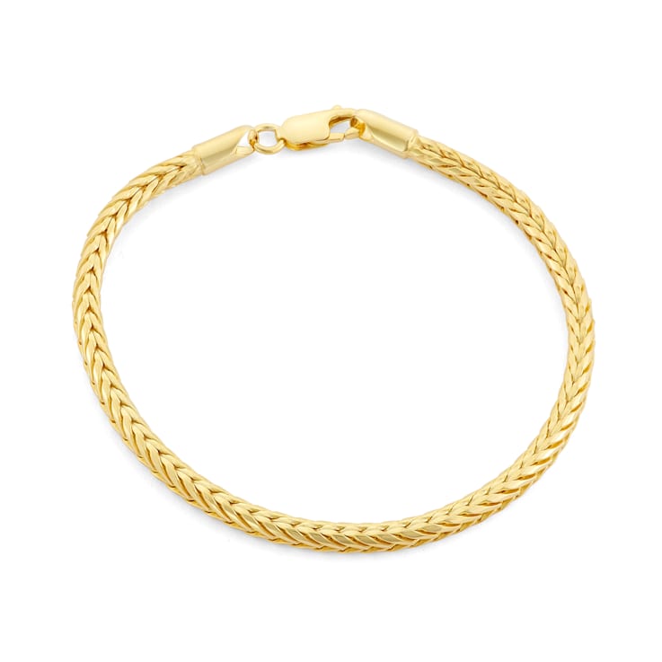 14K Yellow Gold Over Sterling Silver 3.85mm Wheat Chain Bracelet