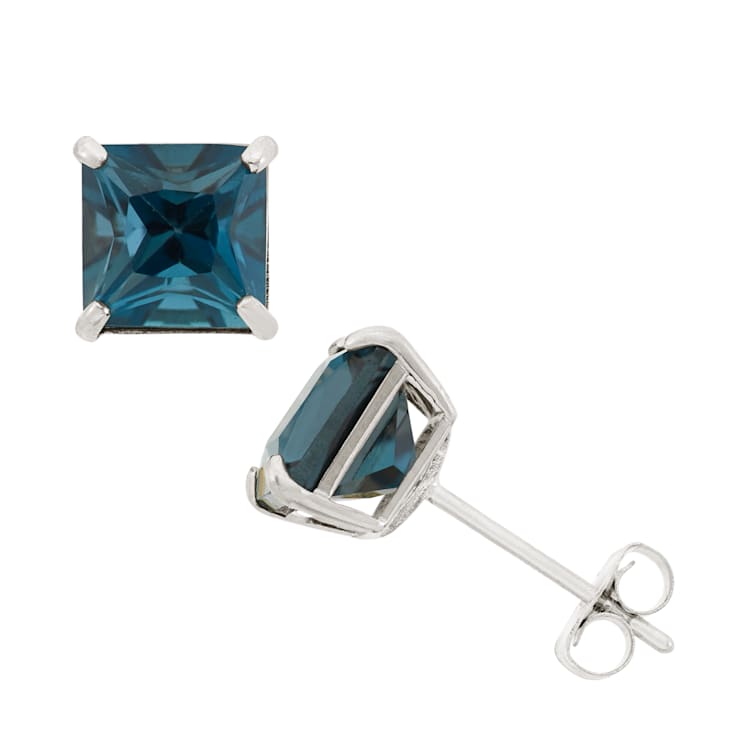 10K WHITE GOLD PRINCESS CUT LONDON BLUE TOPAZ EARRINGS, 2.6ctw