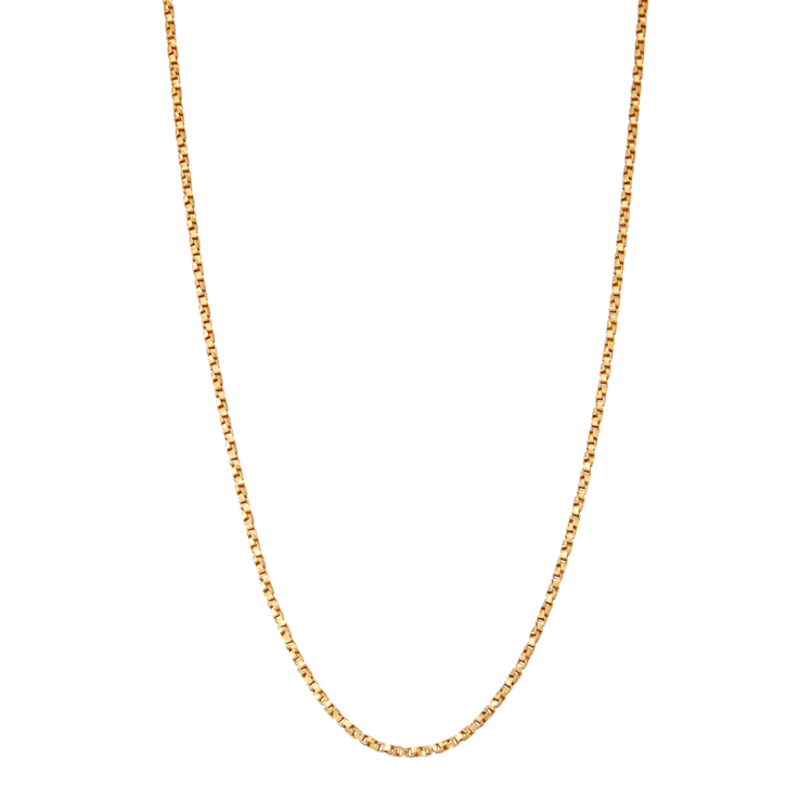 14K Yellow Gold Over Sterling Silver 1.25mm Twisted Box Chain Necklace