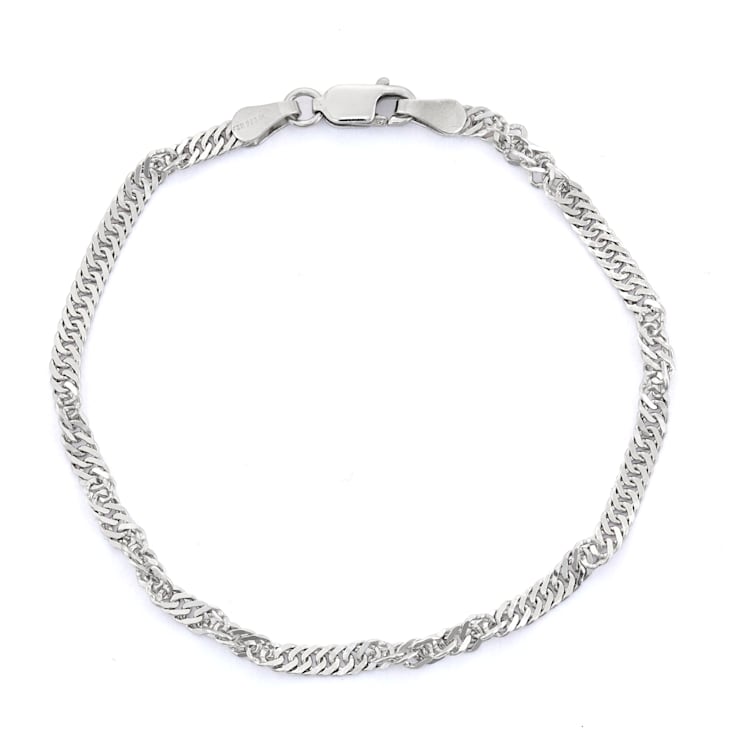Sterling Silver 3mm Singapore Chain Bracelet