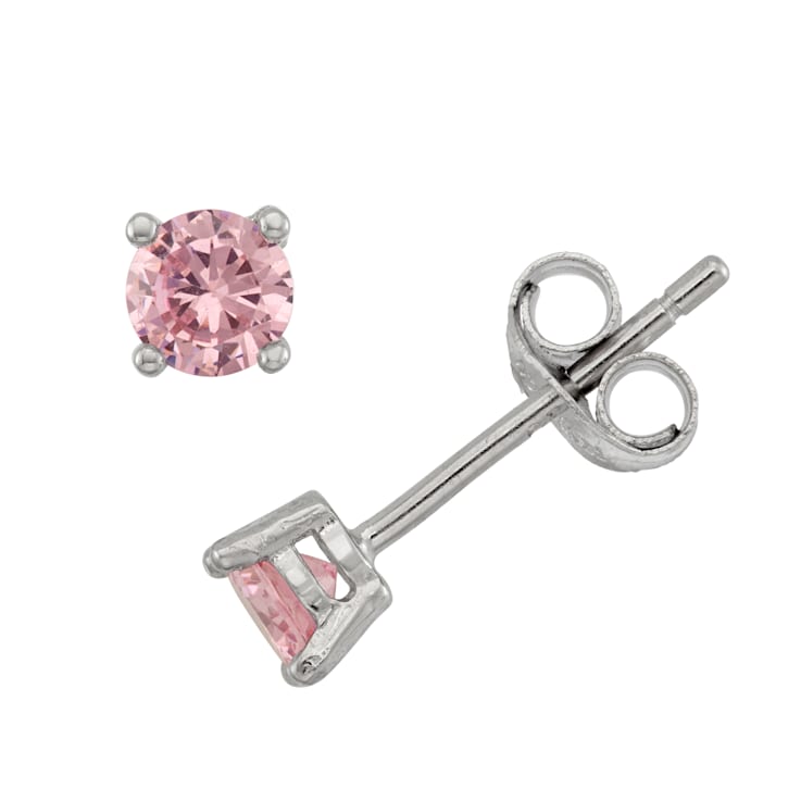Sterling Silver 4mm Cubic Zirconia October Birthstone Series Stud Earrings