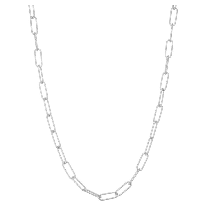 Sterling Silver 5mm Diamond Cut Paperclip Chain Necklace