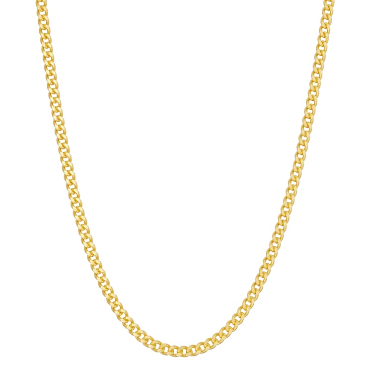 14K Yellow Gold Over Sterling Silver 1.7mm Curb Chain Necklace