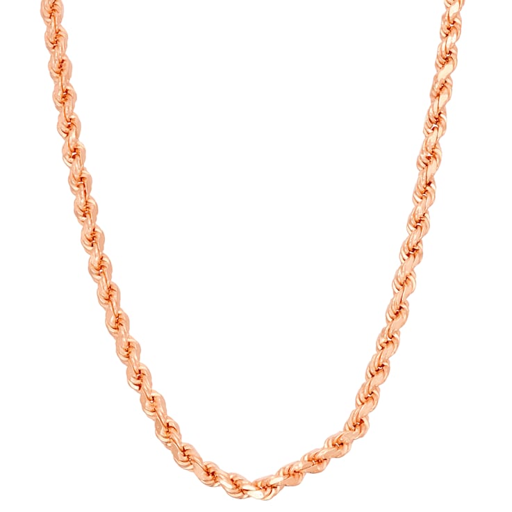 14K Rose Gold Over Sterling Silver 2.35mm Rope Chain Necklace