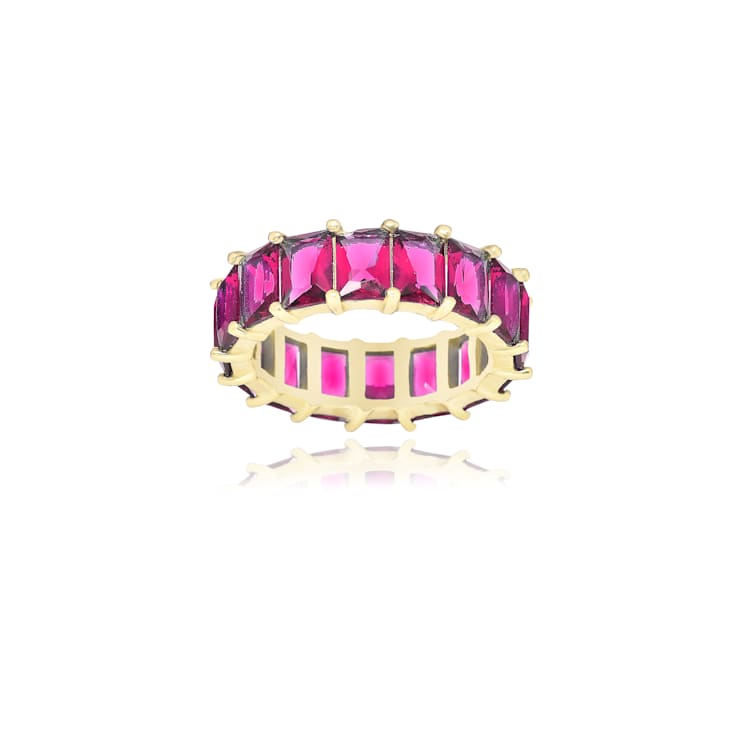 The Colored Cubic Zirconia Ring- 14K Gold Over Sterling Silver, Fuschia