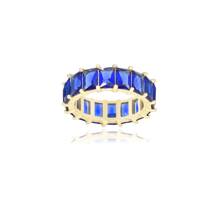 The Colored Cubic Zirconia Ring- 14K Gold Over Sterling Silver, Blue