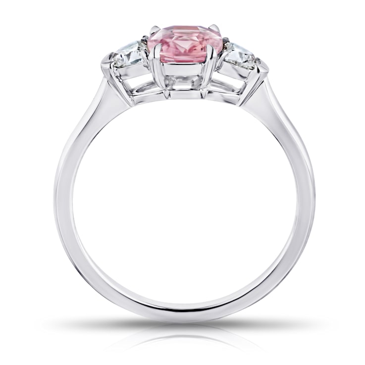 1.64ctw Cushion Padparadscha Sapphire and Diamond Platinum Ring