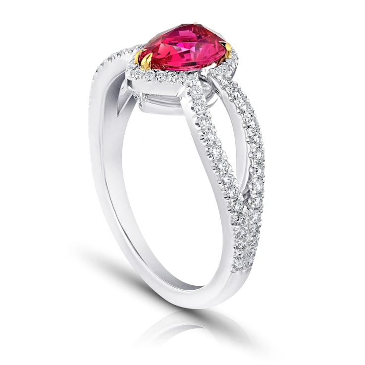 Pear Ruby and Diamond Platinum Ring 1.87ctw