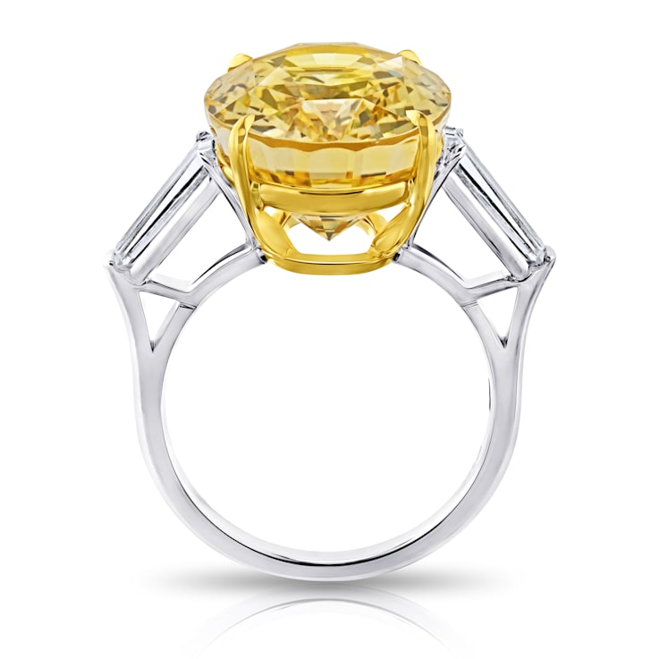 15.20ct Oval Yellow Sapphire and Diamond Platinum Ring