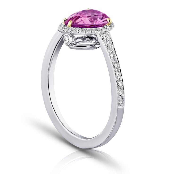 Pear Pink Sapphire and Diamond Platinum Ring 2.15ctw