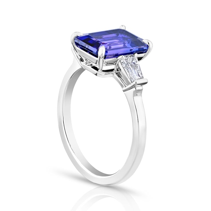 4.60ctw Emerald Cut Purple Sapphire and Diamond Platinum Ring