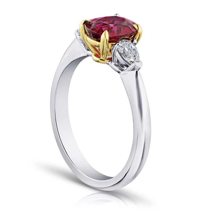 Oval Red Ruby and Diamond Platinum Ring 2.05ctw