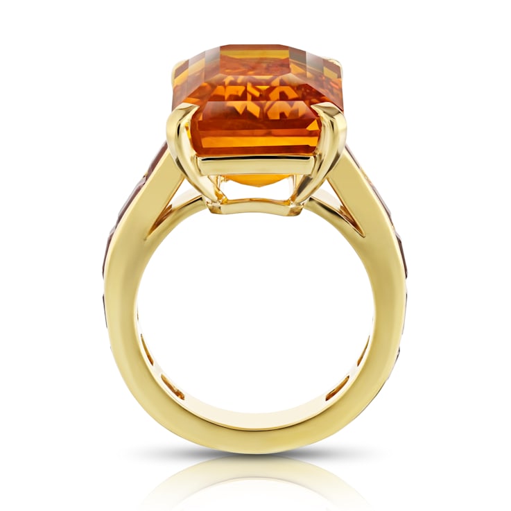 Platinum 21.05 Carat Emerald Orange Sapphire and  Diamond Ring