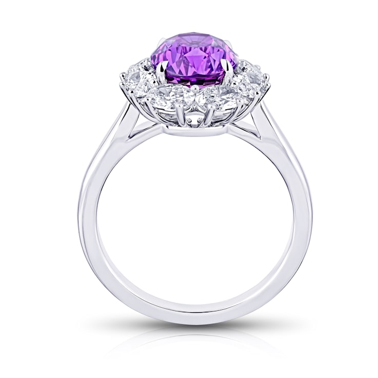 4.94ctw Oval Purple Sapphire and Diamond Platinum Ring