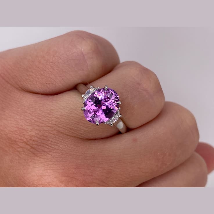 3.57ctw Oval Pink Sapphire and Diamond Ring