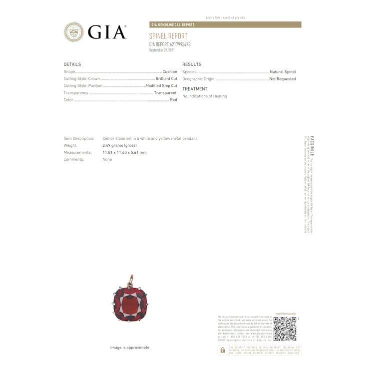 Platinum 5.86 Carat Cushion Red Spinel and Diamond Ring
